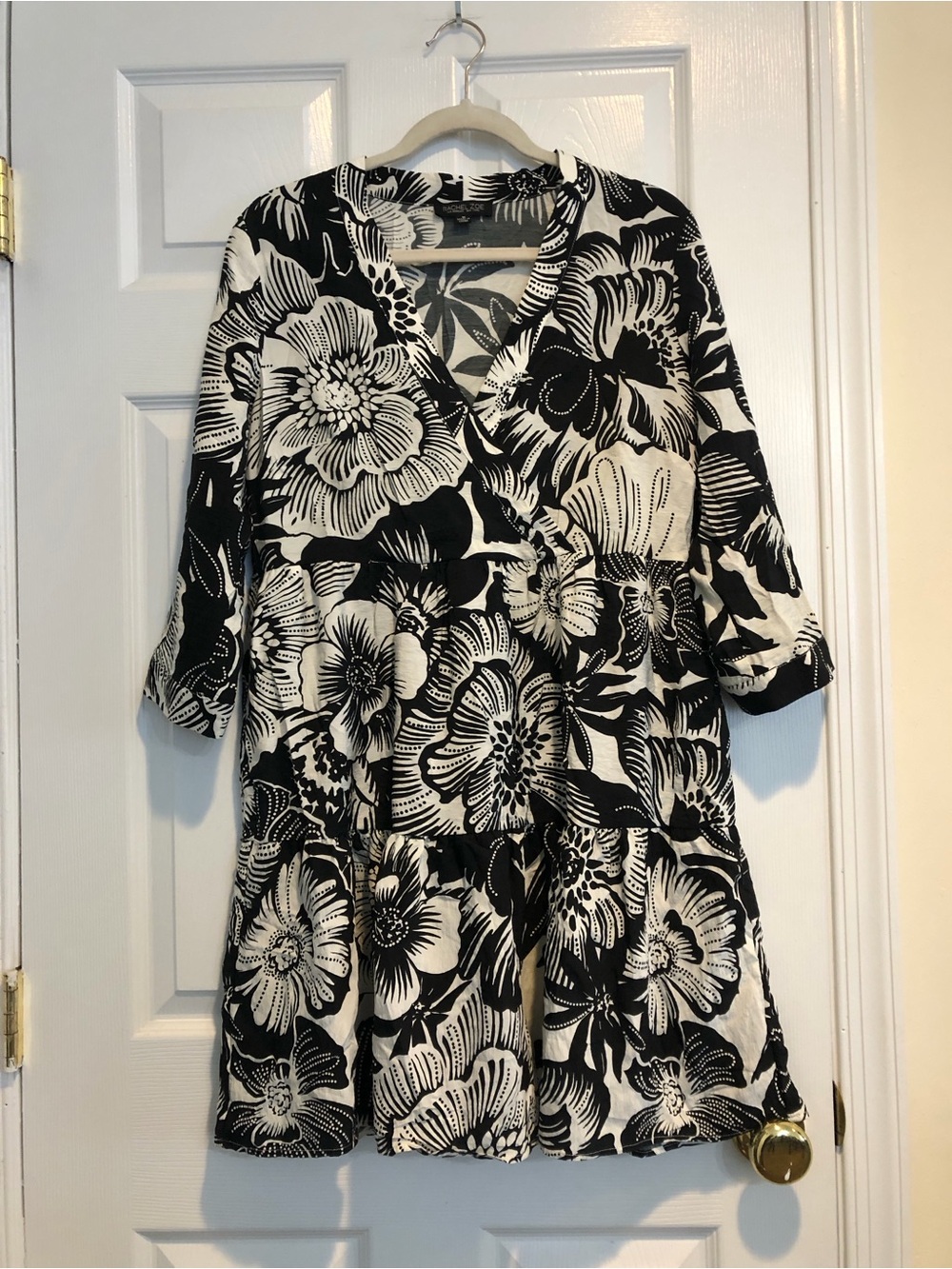Rachel Zoe Black & White Floral V-Neck Tunic